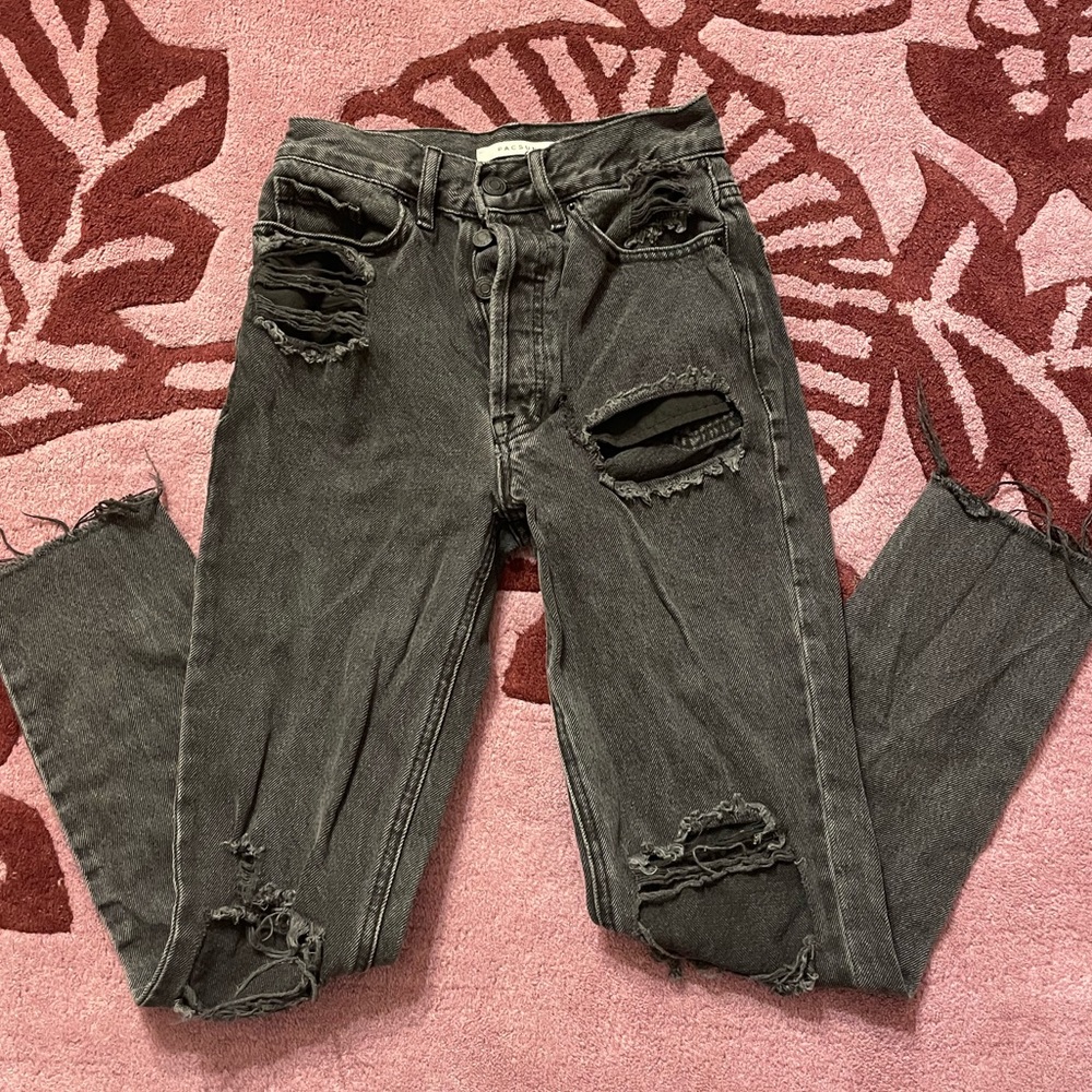 PacSun Eco Black Distressed Ultra High Waisted Slim Fit Jeans
